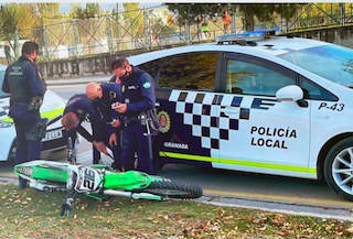 GRA Unlicenced Bike crashes into police car