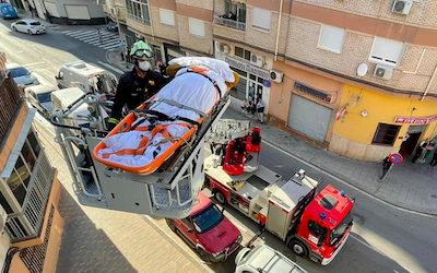 MOT Fire Service Extract Obese Man from 3rd Story Windown